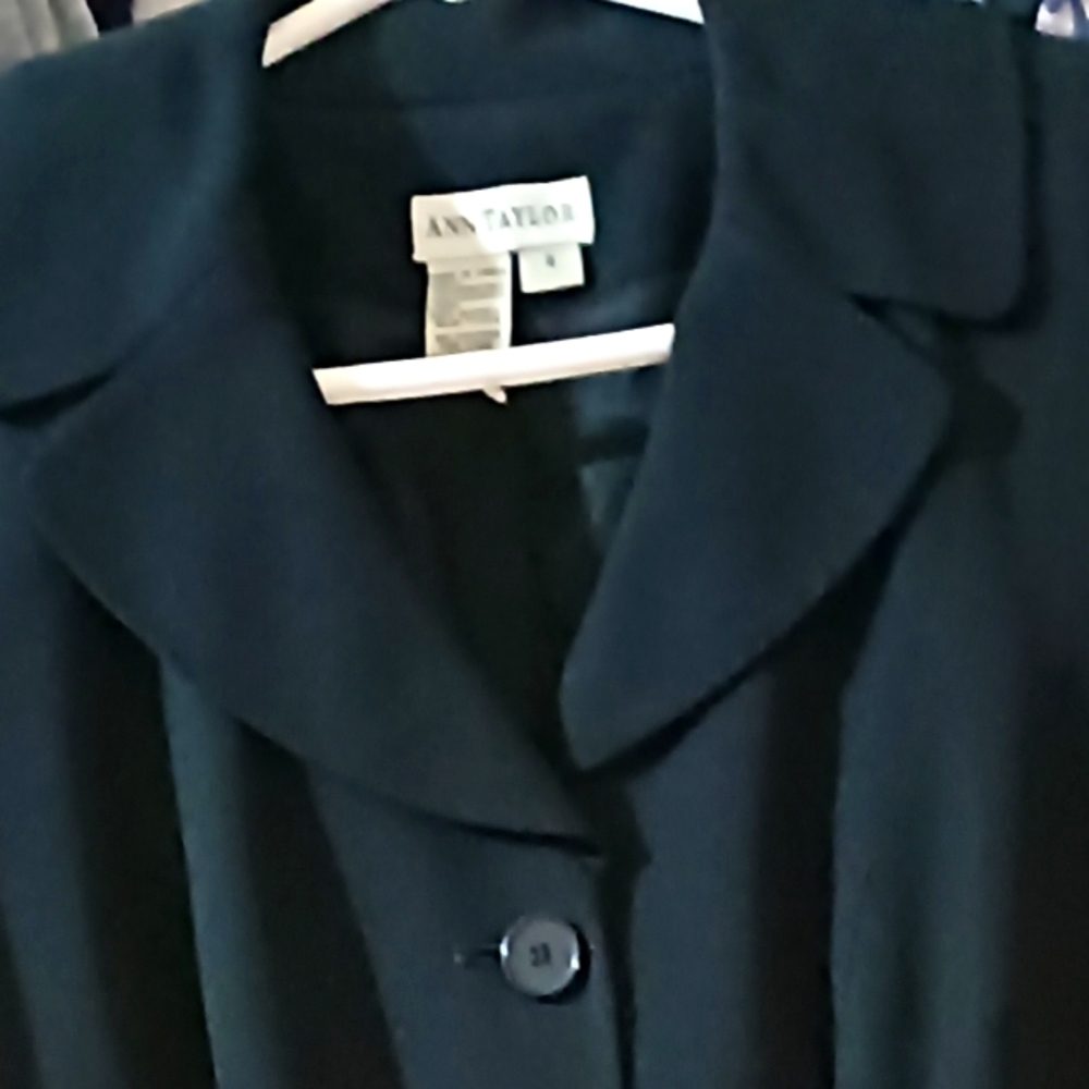 Ann Taylor vintage black button up as suit jacket